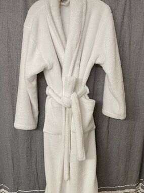 Plush White Bathrobe with Shawl Collar